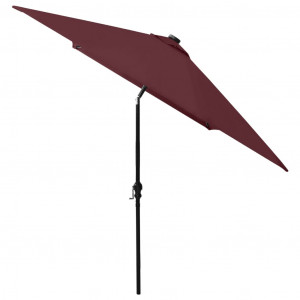 Umbrelă de soare cu stâlp din oțel & LED-uri, roșu bordo, 2x3 m - Img 6
