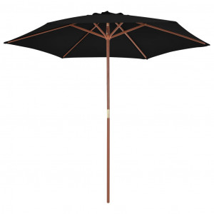 Umbrelă de soare de exterior cu stâlp din lemn, negru, 270 cm - Img 3