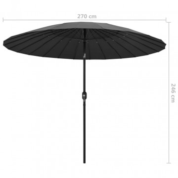 Umbrelă de soare de exterior, stâlp aluminiu, antracit, 270 cm - Img 6