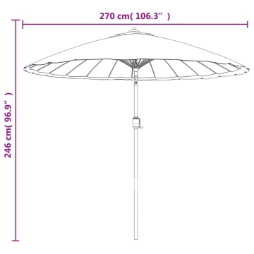 Umbrelă de soare de exterior, stâlp aluminiu, nisipiu, 270 cm - Img 7