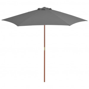 Umbrelă de soare de exterior, stâlp din lemn, antracit, 270 cm - Img 1