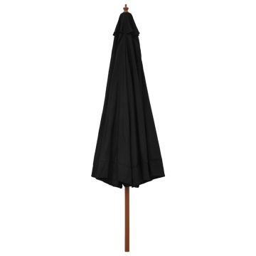 Umbrelă de soare de exterior, stâlp din lemn, negru, 330 cm - Img 3