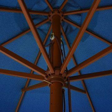 Umbrelă de soare de exterior, stâlp lemn, azuriu, 330 cm - Img 4