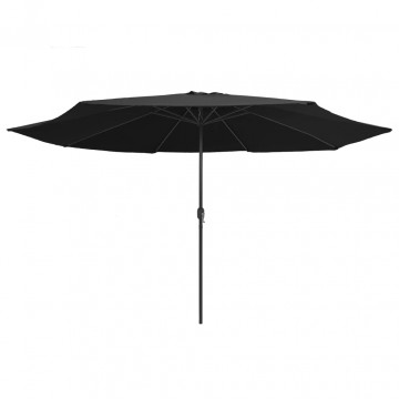 Umbrelă de soare de exterior, stâlp metalic, negru, 400 cm - Img 2