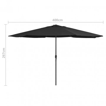 Umbrelă de soare de exterior, stâlp metalic, negru, 400 cm - Img 6