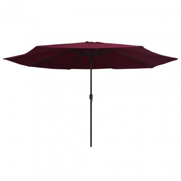 Umbrelă de soare de exterior, stâlp metalic, roșu bordo, 400 cm - Img 2