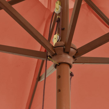 Umbrelă de soare de grădină stâlp din lemn cărămiziu 299x240 cm - Img 5