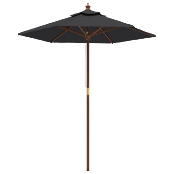 Umbrelă de soare de grădină stâlp din lemn, negru, 196x231 cm - Img 2