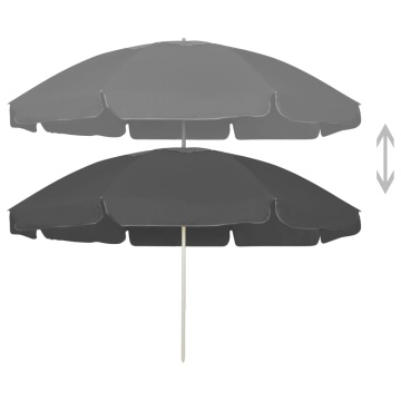 Umbrelă de soare de plajă, antracit, 240 cm - Img 2