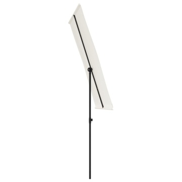 Umbrelă de soare exterior stâlp aluminiu alb nisipiu 180x110 cm - Img 8