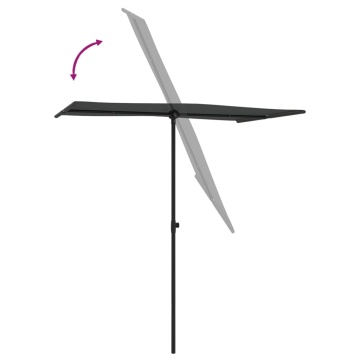 Umbrelă de soare exterior, stâlp aluminiu, antracit, 180x110 cm - Img 5