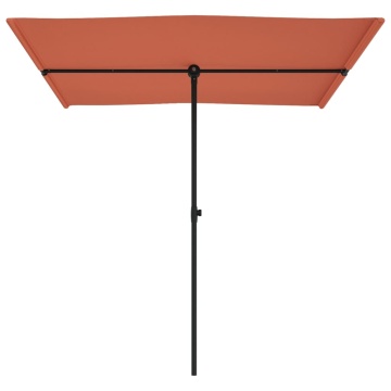 Umbrelă de soare exterior, stâlp aluminiu, cărămiziu, 2x1,5 cm - Img 4