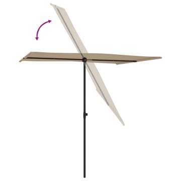 Umbrelă de soare exterior, stâlp aluminiu, gri taupe, 2x1,5 cm - Img 5