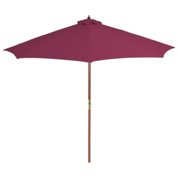 Umbrelă de soare exterior, stâlp din lemn, 300 cm, roșu bordo - Img 2