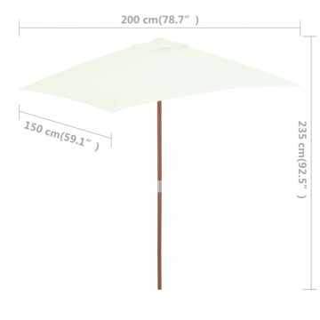 Umbrelă de soare, exterior, stâlp lemn, 150x200 cm, nisipiu - Img 7