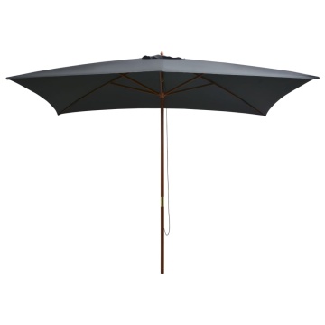 Umbrelă de soare exterior, stâlp lemn, 200x300 cm, antracit - Img 1