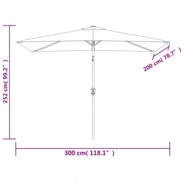 Umbrelă de soare exterior, stâlp metal, antracit, 300 x 200 cm - Img 7