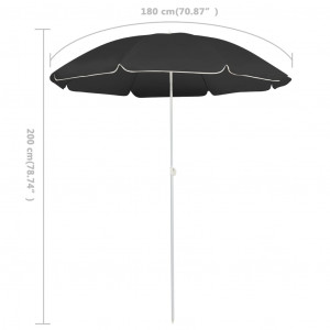 Umbrelă de soare pentru exterior, stâlp din oțel, antracit, 180 cm - Img 5
