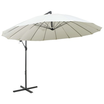 Umbrelă de soare suspendată, alb, 3 m, stâlp de aluminiu - Img 3