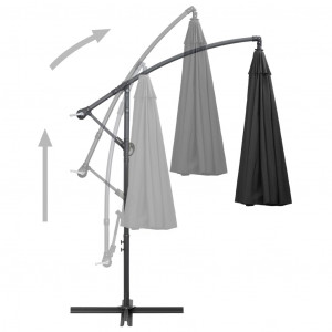 Umbrelă de soare suspendată, antracit, 3 m, stâlp de aluminiu - Img 8