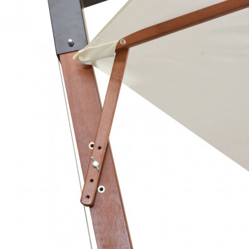 Umbrelă de soare suspendată cu stâlp de lemn, 350 cm, alb - Img 5