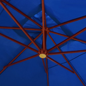 Umbrelă de soare suspendată, stâlp lemn, albastru, 400 x 300 cm - Img 2