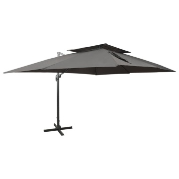 Umbrelă în consolă cu înveliș dublu, antracit, 400x300 cm - Img 1