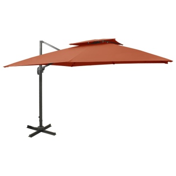 Umbrelă în consolă cu înveliș dublu, cărămiziu, 300x300 cm - Img 1