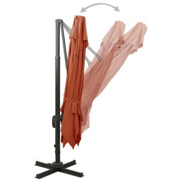 Umbrelă în consolă cu înveliș dublu, cărămiziu, 300x300 cm - Img 4
