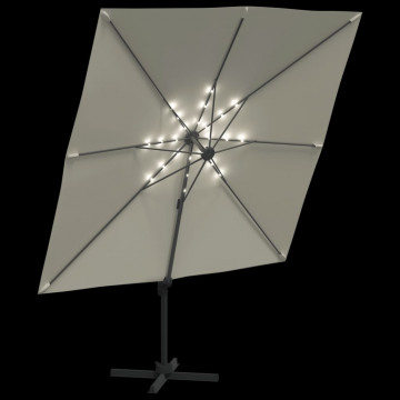 Umbrelă în consolă cu LED, alb nisipiu, 400x300 cm - Img 4