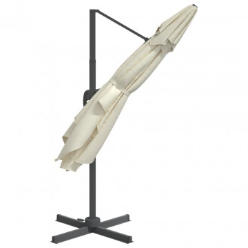 Umbrelă în consolă cu LED, alb nisipiu, 400x300 cm - Img 6