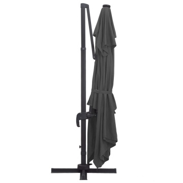 Umbrelă în consolă cu LED stâlp din aluminiu antracit 400x300cm - Img 8