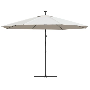 Umbrelă în consolă cu LED-uri și stâlp metalic, nisipiu, 350 cm - Img 6