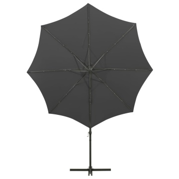 Umbrelă în consolă cu stâlp și LED-uri, antracit, 300 cm - Img 5