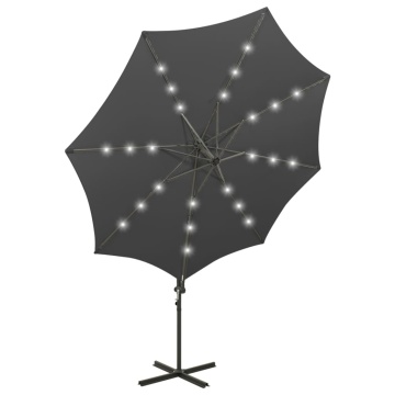 Umbrelă în consolă cu stâlp și LED-uri, antracit, 300 cm - Img 8