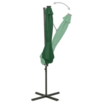 Umbrelă în consolă cu stâlp și LED-uri, verde, 300 cm - Img 3