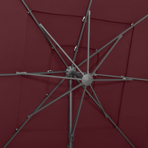 Umbrelă soare 4 niveluri stâlp aluminiu roșu bordo 250x250 cm - Img 2