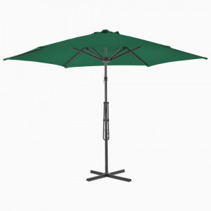 Umbrelă soare de exterior cu stâlp din oțel, verde, 300 cm - Img 4