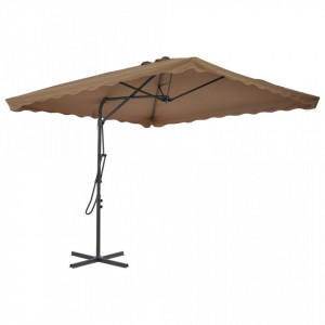 Umbrelă soare de exterior, stâlp oțel, gri taupe, 250 x 250 cm - Img 3