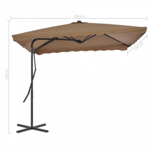 Umbrelă soare de exterior, stâlp oțel, gri taupe, 250 x 250 cm - Img 6