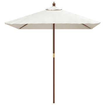 Umbrelă soare de grădină stâlp din lemn nisipiu 198x198x231 cm - Img 3