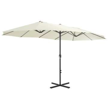 Umbrelă soare exterior, stâlp aluminiu, nisipiu, 460 x 270 cm - Img 3