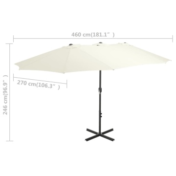 Umbrelă soare exterior, stâlp aluminiu, nisipiu, 460 x 270 cm - Img 6