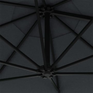 Umbrelă soare, montaj pe perete, stâlp metal, 300 cm, antracit - Img 6