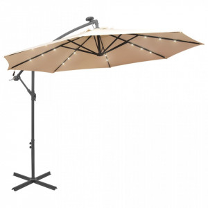 Umbrelă soare suspendată, iluminare LED, stâlp metalic 300 cm - Img 1