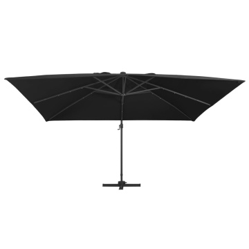 Umbrelă suspendată cu LED și stâlp aluminiu negru 400x300 cm - Img 2