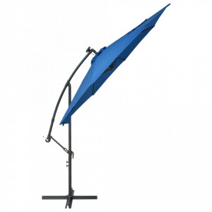 Umbrelă suspendată cu LED și stâlp din oțel, azuriu, 300 cm - Img 4