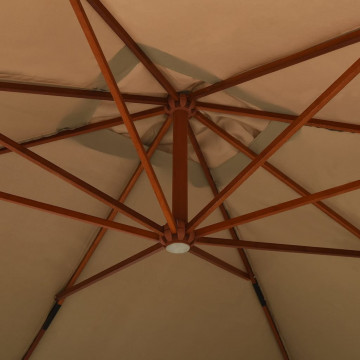 Umbrelă suspendată cu stâlp din lemn, gri taupe, 400x300 cm - Img 8