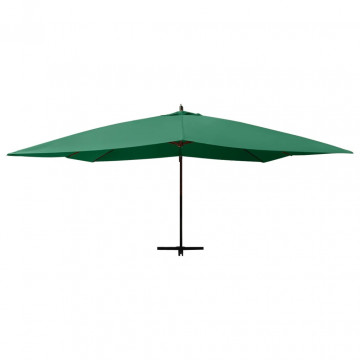 Umbrelă suspendată cu stâlp din lemn, verde, 400x300 cm - Img 3