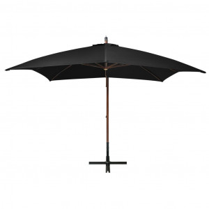 Umbrelă suspendată cu stâlp, negru, 3x3 m, lemn masiv de brad - Img 3